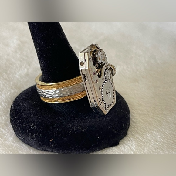 Watch Ring By Rewind stainless steel band watch Ruby steampunk burning man - Picture 5 of 10